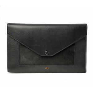 Celine Evening Clutch Bag Pouch Calfskin Leather Black